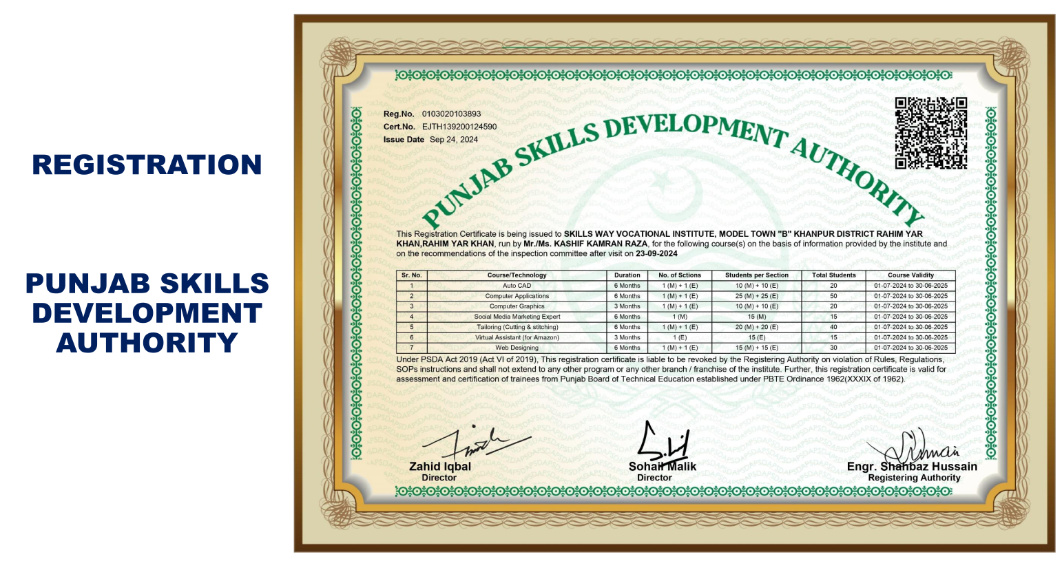 Registration Certificate